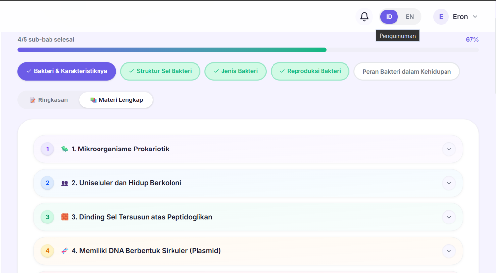 Interactive learning materials