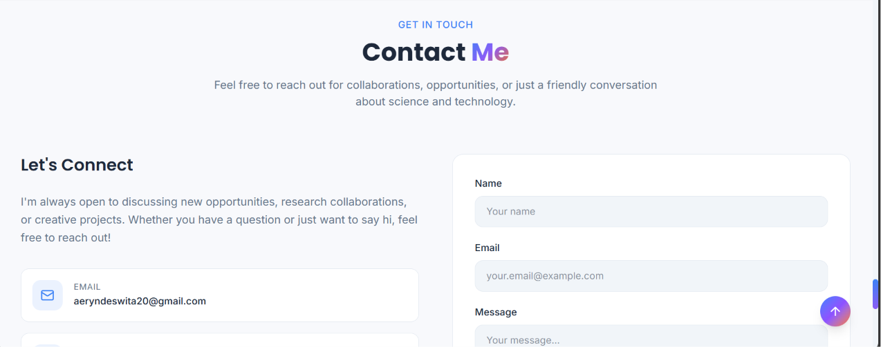Contact section with form and social links